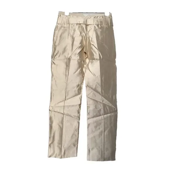 Vintage Roberto US-2 Cavalli Cream Silk Rhinestone Brooch Belt Pants IT-38 Small - Picture 4 of 9